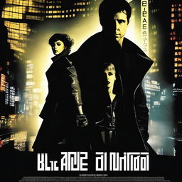 A noir style movie poster for the film Blade Runner featuring Madonna and Tom Cruise as the lead characters