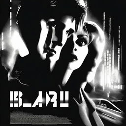 A Noir style movie poster for the film Blade Runner starring singer Madonna and actor Tom Cruise