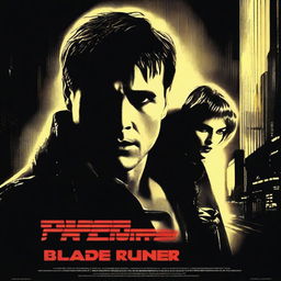 A Noir style movie poster for the film Blade Runner starring singer Madonna and actor Tom Cruise