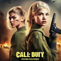 A musical style movie poster for the Call of Duty game starring Zendaya and Hunter Schafer