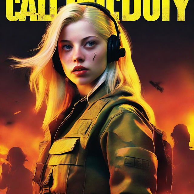 A musical style movie poster for the Call of Duty game starring actress Hunter Schafer