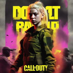 A musical style movie poster for the Call of Duty game starring actress Hunter Schafer