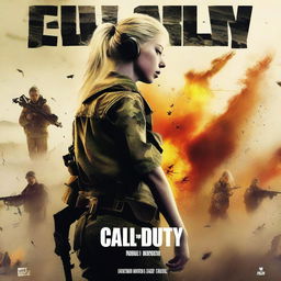 A musical style movie poster for the Call of Duty game starring actress Hunter Schafer