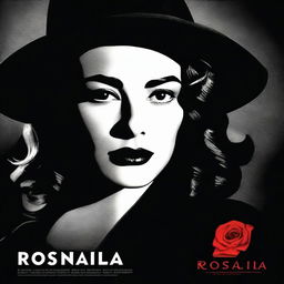 A noir style movie poster starring the Spanish singer Rosalia