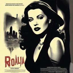 A noir style movie poster starring the Spanish singer Rosalia