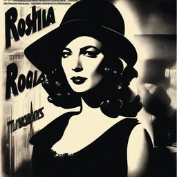 A noir style movie poster starring the Spanish singer Rosalia