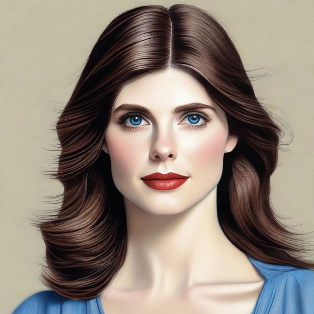 Create a natural and realistic portrait of Alexandra Daddario