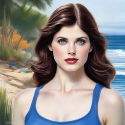 Create a natural and realistic portrait of Alexandra Daddario