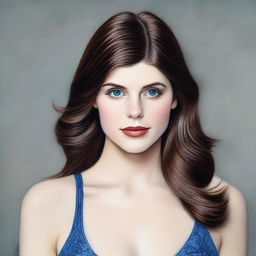 Create a natural and realistic portrait of Alexandra Daddario