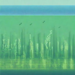 A detailed depiction of seaweed in a pixel art style