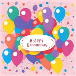 A cheerful and colorful birthday card featuring balloons, confetti, and a heartfelt message wishing a happy birthday to a sister