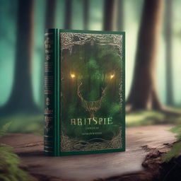 Create a captivating book cover featuring a mysterious forest with an ancient, glowing artifact hidden among the trees