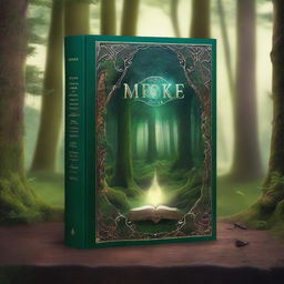 Create a captivating book cover featuring a mysterious forest with an ancient, glowing artifact hidden among the trees