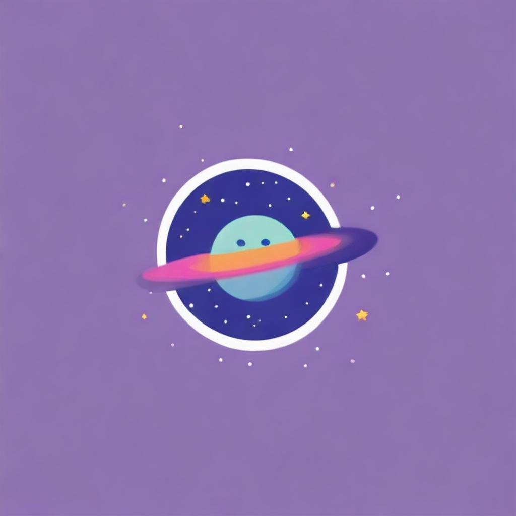 Create a cute space-themed logo that contains the words 'World of Audamonia'