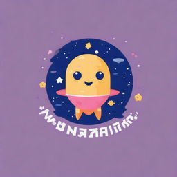 Create a cute space-themed logo that contains the words 'World of Audamonia'