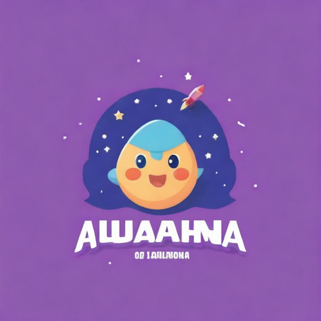 Create a cute and cool space-themed logo that contains the words 'World of Audamonia'