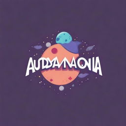 Create a cute and cool space-themed logo that contains the words 'World of Audamonia'