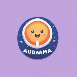 Create a cute and cool space-themed logo that contains the words 'World of Audamonia'