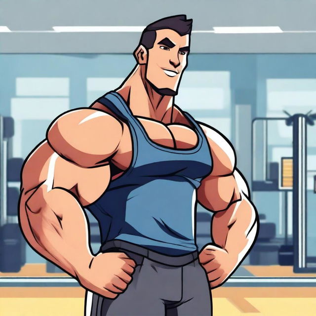 A character named Hemo, showcasing impressive muscles and a powerful physique