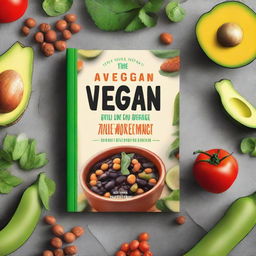 Create a vibrant book cover for a vegan cookbook titled 'The Vegan Voyage' by Nique McLeod