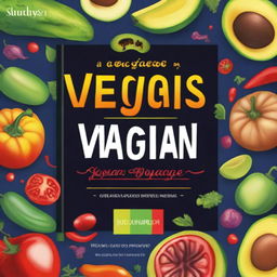 Create a vibrant book cover for a vegan cookbook titled 'The Vegan Voyage' by Nique McLeod