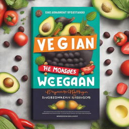 Create a vibrant book cover for a vegan cookbook titled 'The Vegan Voyage' by Nique McLeod