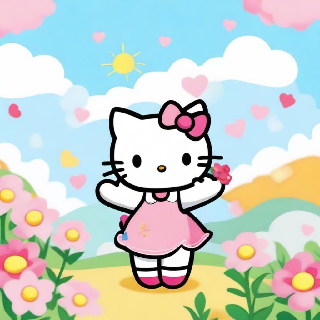 A cute and adorable image of Hello Kitty with a character named Paola