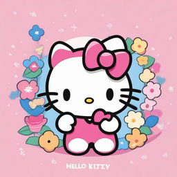 Crea una imagen tierna de Hello Kitty con la palabra 'Paola' en español