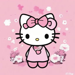 Crea una imagen tierna de Hello Kitty con la palabra 'Paola' en español