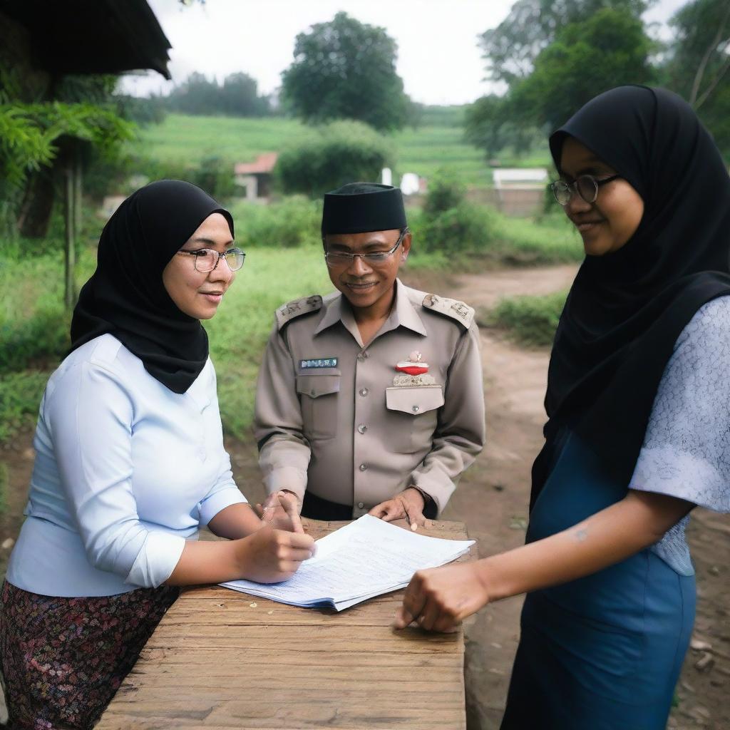 In a small village on the outskirts of town, three Indonesian PPS officers are preparing to update voter data for the upcoming general election