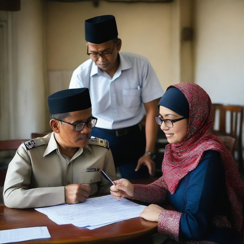 In a small village on the outskirts of town, three Indonesian PPS officers are preparing to update voter data for the upcoming general election