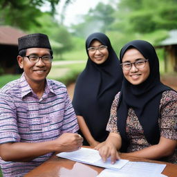 In a small village on the outskirts of town, three Indonesian PPS officers are preparing to update voter data for the upcoming general election