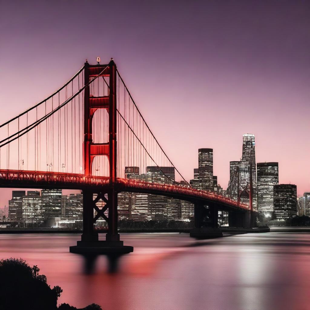 Create an aesthetic picture of the Los Angeles Evening Bridge