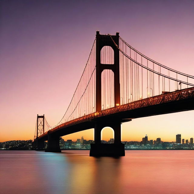 Create an aesthetic picture of the Los Angeles Evening Bridge