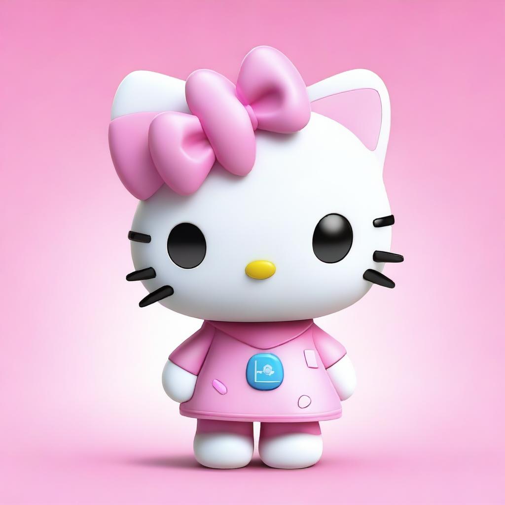 A cute and adorable Hello Kitty character designed as an artificial intelligence