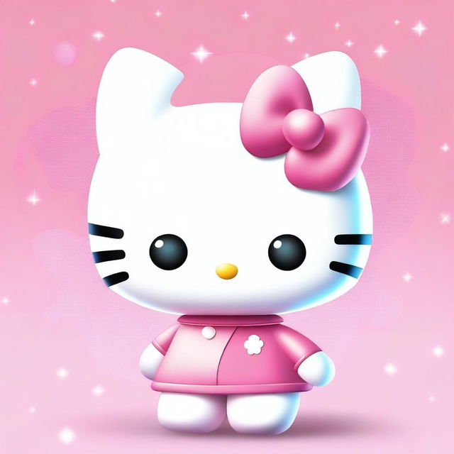 A cute and adorable Hello Kitty character designed as an artificial intelligence