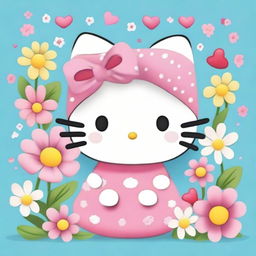 A cute and adorable Hello Kitty character, smiling and wearing a pink bow on her head