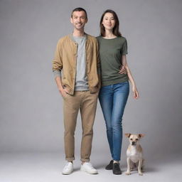 A human figure with a dog's head, wearing casual clothing, standing in a relaxed pose