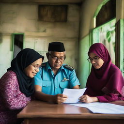 In a small village on the outskirts of town, three Indonesian PPS officers are preparing to update voter data for the upcoming general election