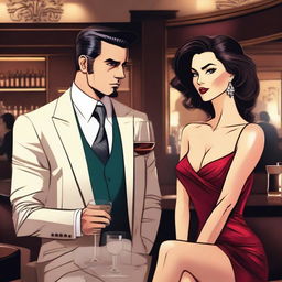 A scene featuring a character named Don and an attractive woman in a stylish outfit