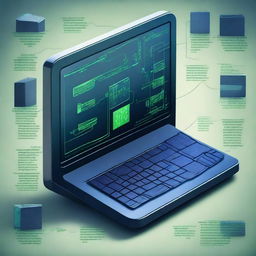 A realistic computer workspace with a detailed diagram of a memory address map or pointers and memory blocks in C++