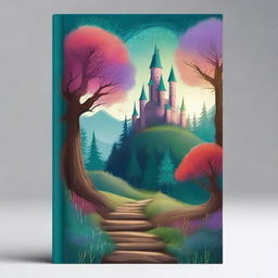 Create a captivating book cover featuring an enchanting forest with a winding path leading to a mysterious castle in the distance