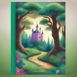 Create a captivating book cover featuring an enchanting forest with a winding path leading to a mysterious castle in the distance