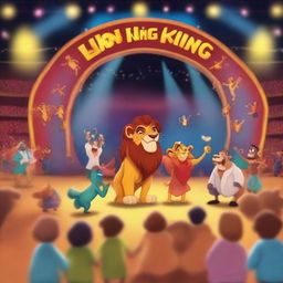 Create an image of a Lion King concert in a huge football stadium