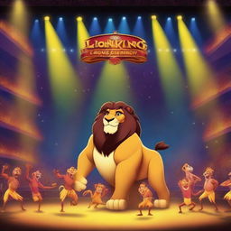 Create an image of a Lion King concert in a huge football stadium