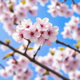 A beautiful scene of cherry blossoms in full bloom