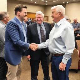 A photograph of JD Vance shaking hands with Houston legend Mattress Mack