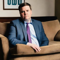 A photograph of JD Vance staring at a couch across from him