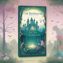 A beautifully illustrated book cover featuring a magical forest with glowing trees, mystical creatures, and an ancient castle in the background