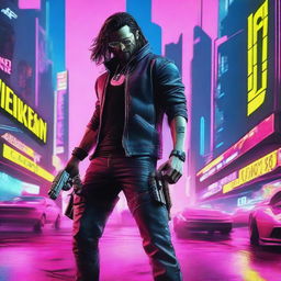 Create a vibrant and eye-catching YouTube thumbnail for a video about Cyberpunk 2077